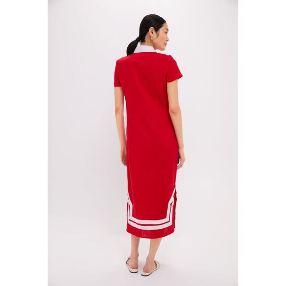 SAIL TO SABLE Exclusive Red and White Short Sleeve Classic Maxi Tunic Size L NWT - Picture 2 of 7
